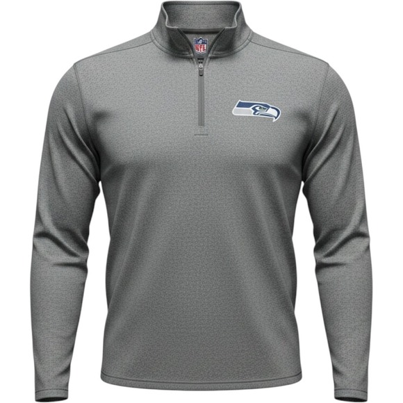 NFL Other - NFL Mens L Team Apparel Seattle Seahawks Gray Heather Quarter Zip Pullover‎